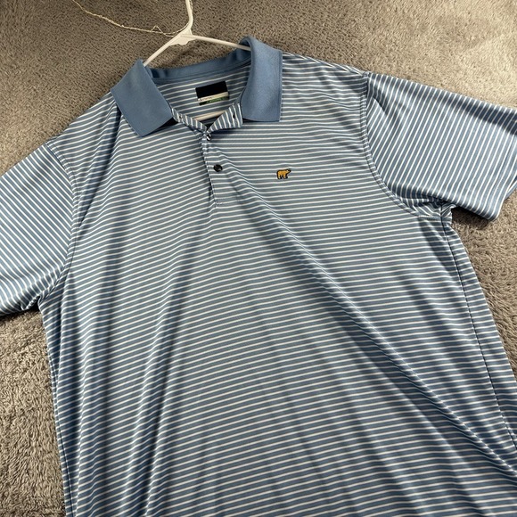 Jack Nicklaus Polo Shirt Mens 2x Blue Striped Golden Bear Logo  StayDri‎ Golf - Picture 1 of 8
